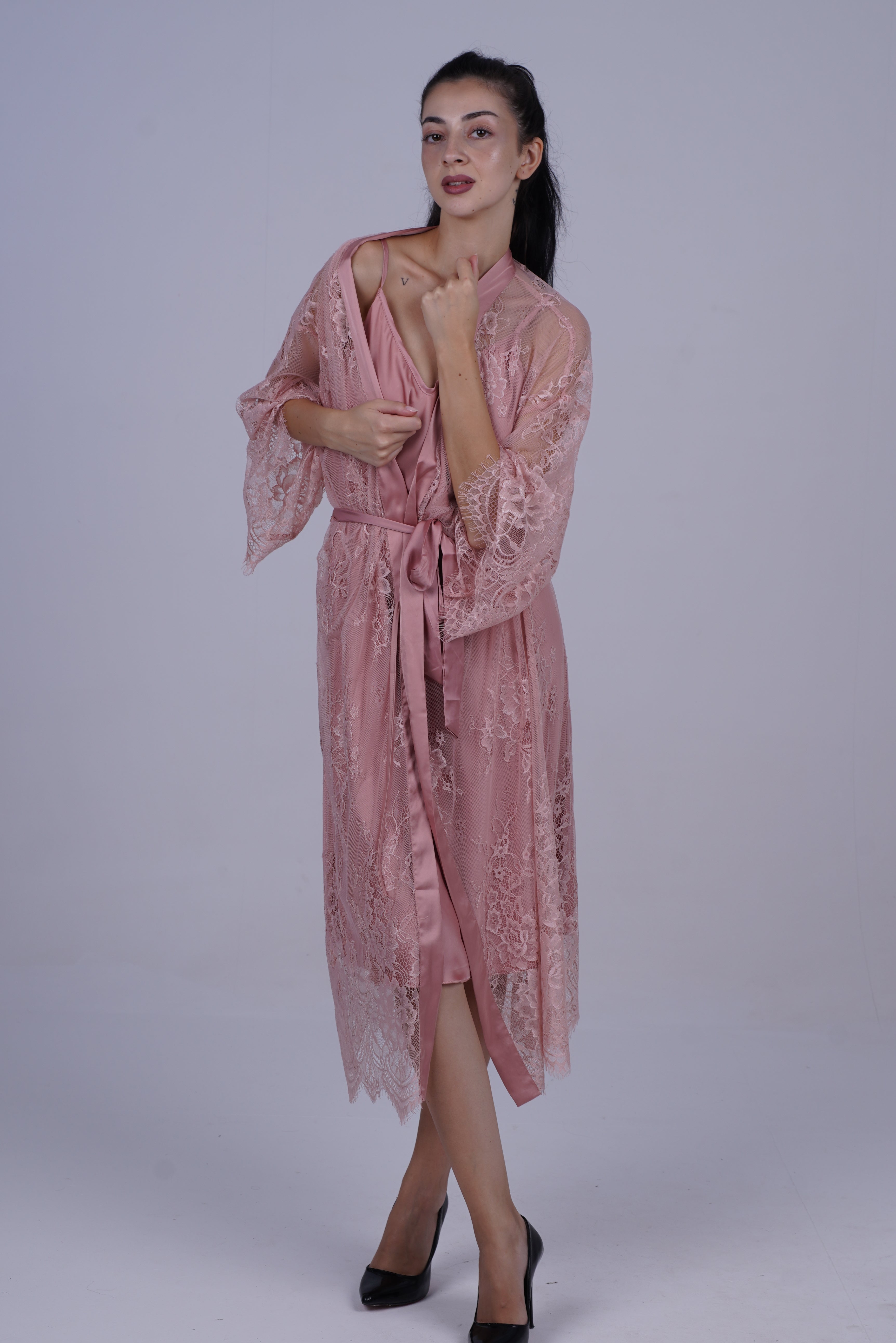 AXTZH Two-Piece Women’s Nightwear Collection Combining Timeless Elegance with Sensual Charm X2105-BLUSH-F12S