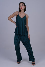 AXTZH Luxurious Women’s Nightwear Set with Lace-Trimmed Robe, Inner Top, and Matching Bottoms X2168-BGREEN-NSL3PS