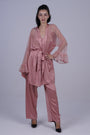 AXTZH Luxurious Women’s Nightwear Set with Lace-Trimmed Robe, Inner Top, and Matching Bottoms X2168-BLUSH-NSL3PS