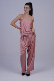 AXTZH Luxurious Women’s Nightwear Set with Lace-Trimmed Robe, Inner Top, and Matching Bottoms X2168-BLUSH-NSL3PS
