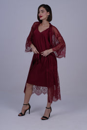 AXTZH Two-Piece Women’s Nightwear Collection Combining Timeless Elegance with Sensual Charm X2105-SCARLET-F12S