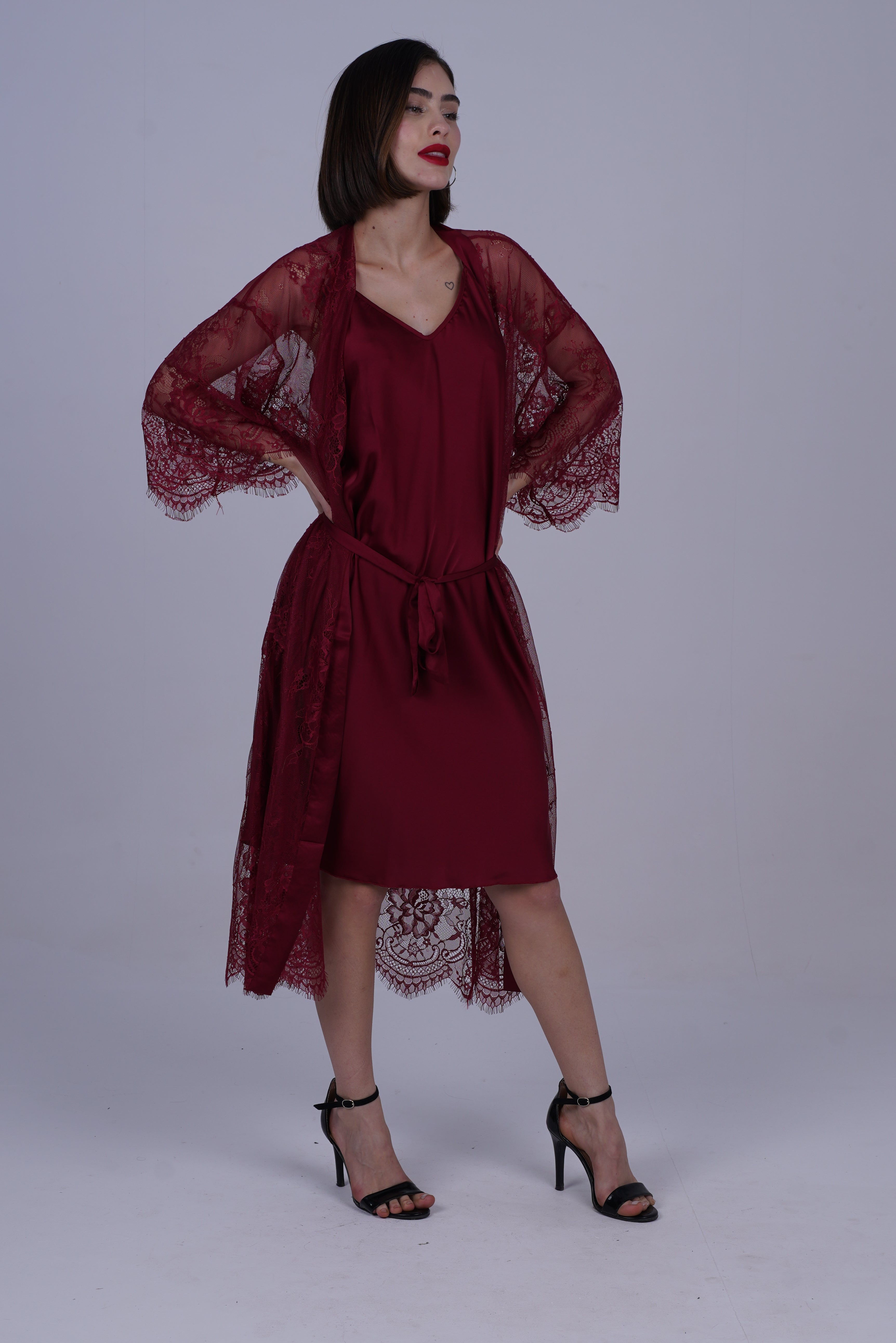 AXTZH Two-Piece Women’s Nightwear Collection Combining Timeless Elegance with Sensual Charm X2105-SCARLET-F12S