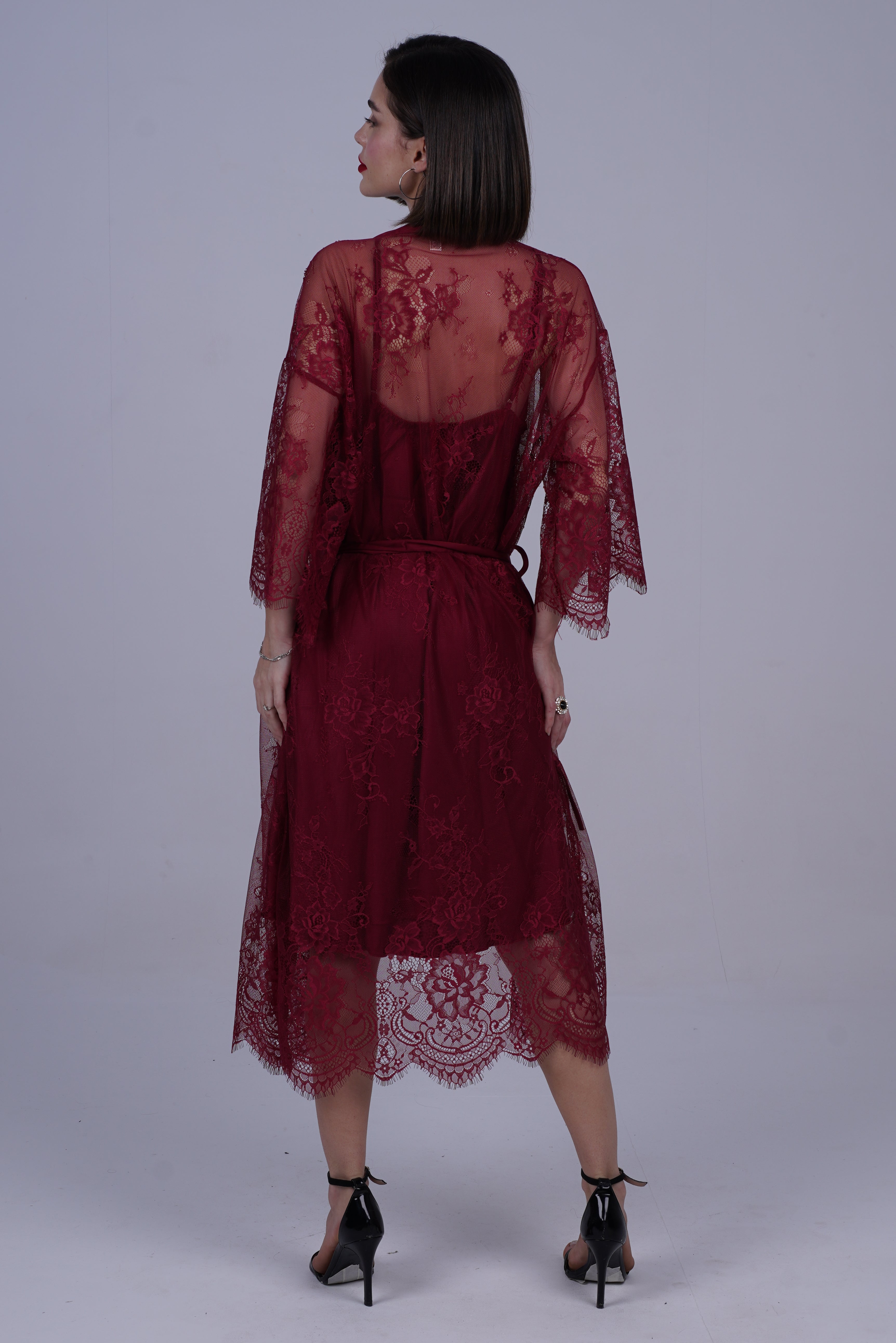 AXTZH Two-Piece Women’s Nightwear Collection Combining Timeless Elegance with Sensual Charm X2105-SCARLET-F12S