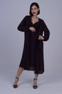 AXTZH  Elegant Two-Piece Long Nightwear Set for Women X3221-PLUM-F11M