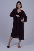 AXTZH  Elegant Two-Piece Long Nightwear Set for Women X3221-PLUM-F11M
