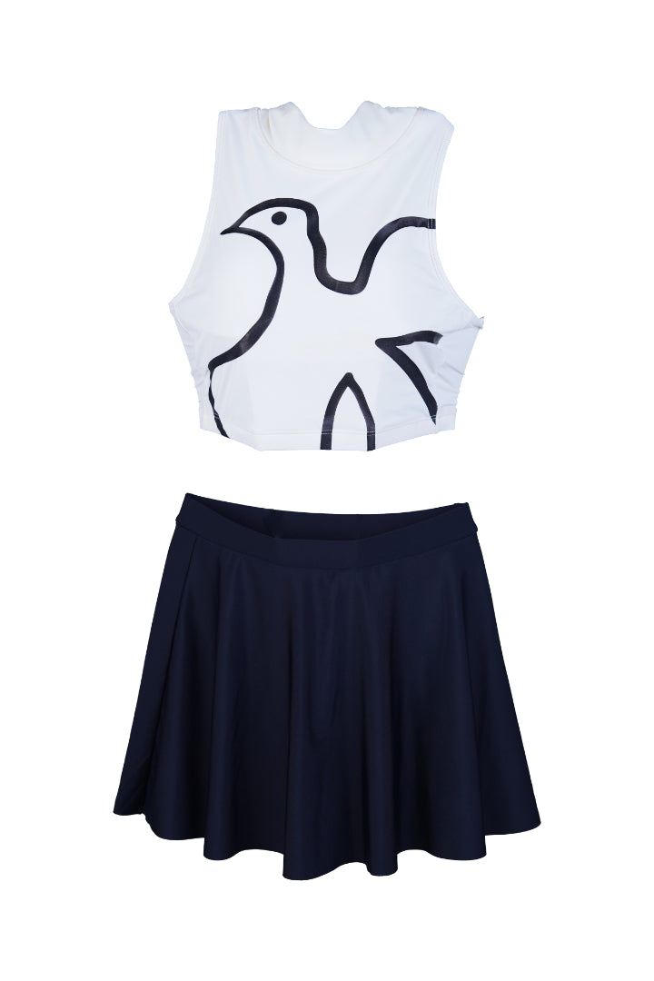 AXTZH Modern Curve Cut 2-Piece Swim Set X2357-IVORY-2PF