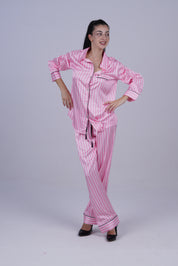 AXTZH Silky Comfort Meets Subtle Seduction: Elegant Two-Piece Nightwear Set X0718-PINST-C2S