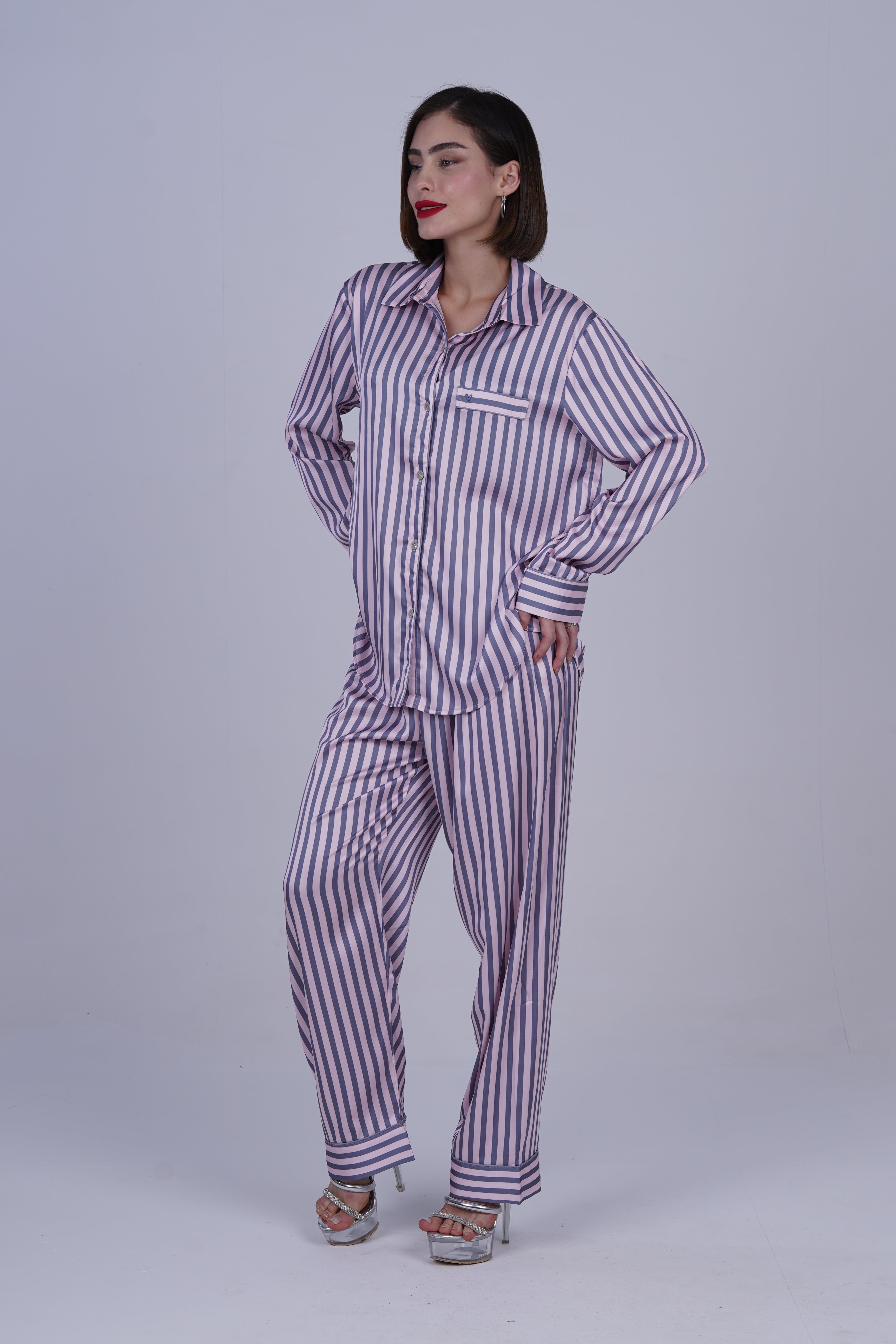 AXTZH Silky Comfort Meets Subtle Seduction: Elegant Two-Piece Nightwear Set X0718-ROSST-C2S