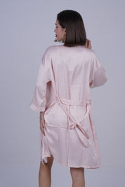 AXTZH Elegant 3-Piece Nightwear Set with Robe, Inner Slip, and Matching Shorts for Effortless Luxury X0198-PEACH-NSS3PS
