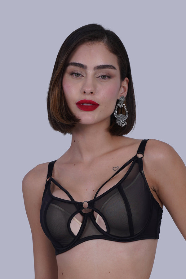 BELLAGIO One-piece bra paired with matching panty BB1002-BLACK-DN102