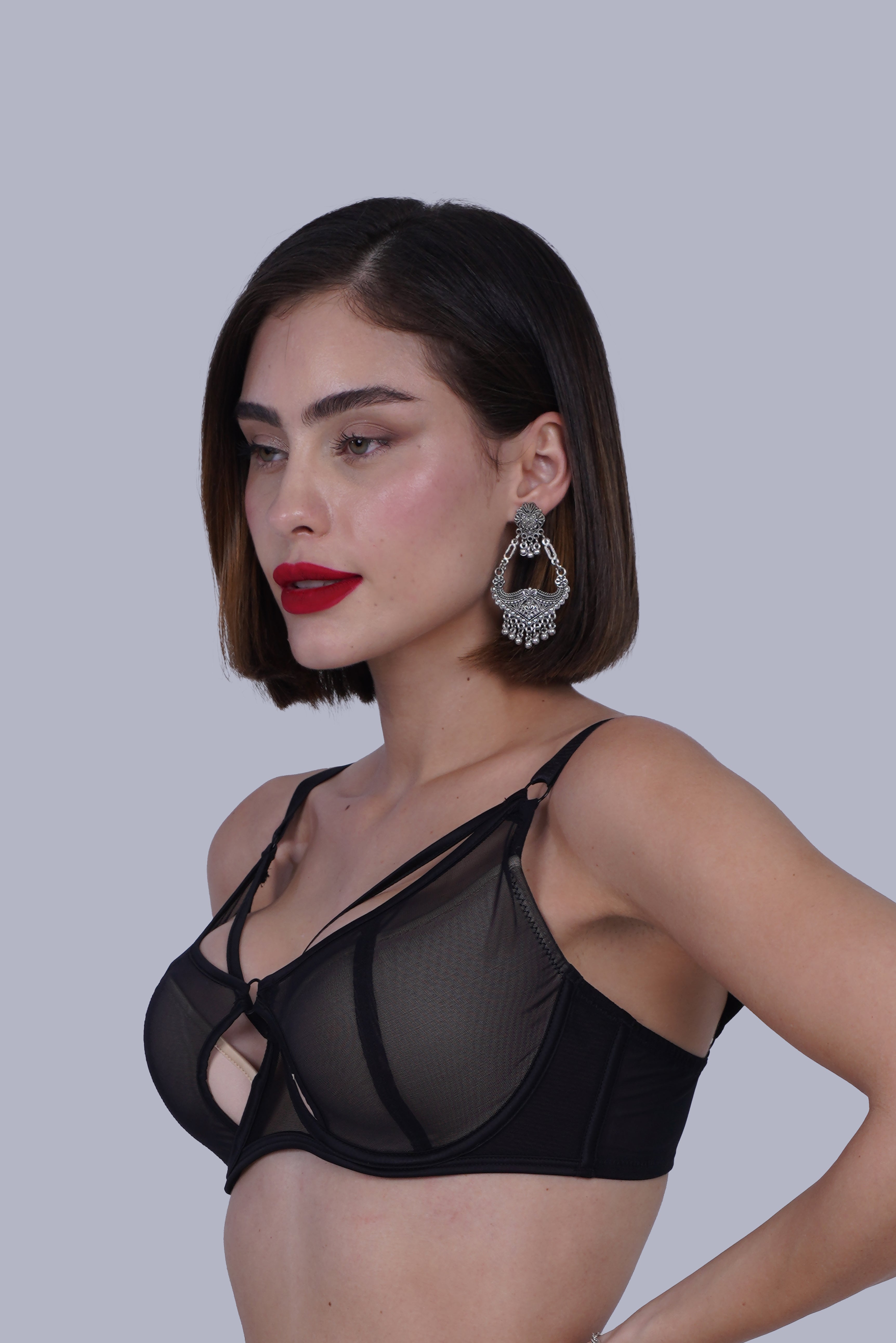 BELLAGIO One-piece bra paired with matching panty BB1002-BLACK-DN102