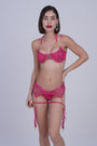 AXTZH Seductive 3-Piece Nightwear Set with Bra, Panty, and Garter Belt for an Alluring Look X0017-FUCHSIA-BS3P