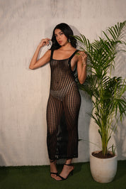 AXTZH Drift Net One-Piece Beach Dress X4614-BLACK-SNGB1