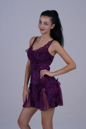 AXTZH Elegant Satin Slip Nightwear Dress for Women with Spaghetti Straps and Relaxed Drape Neckline X8652-MULBSELF-F1M