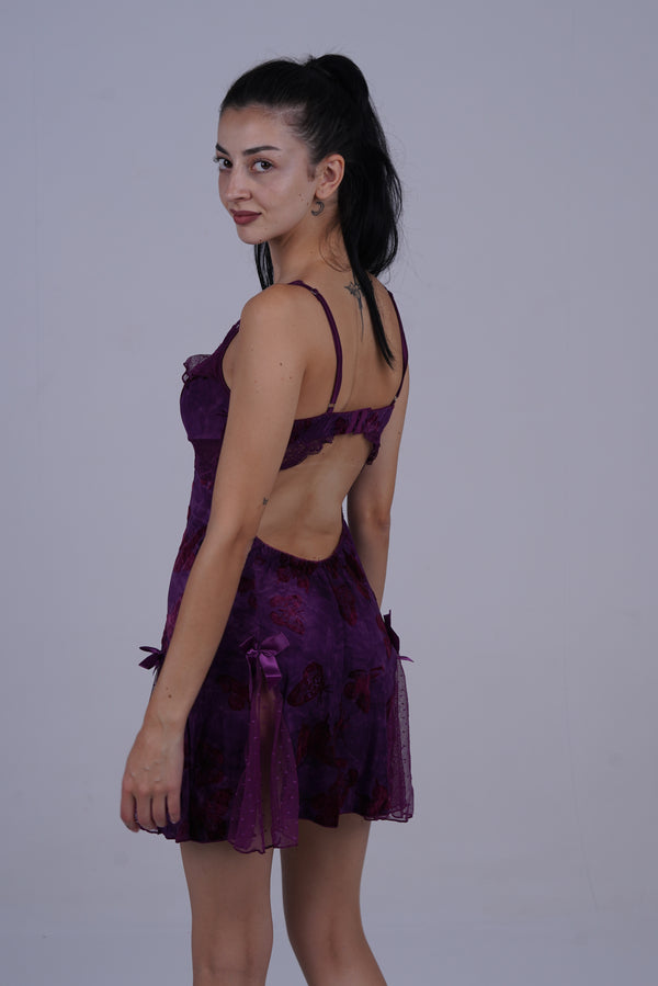 AXTZH Elegant Satin Slip Nightwear Dress for Women with Spaghetti Straps and Relaxed Drape Neckline X8652-MULBSELF-F1M