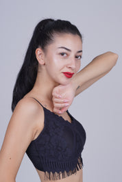 AXTZH Women’s Sexy Lace Bralette Bra with Sheer Floral Detailing and Delicate Straps X8002-BLACK-CN114