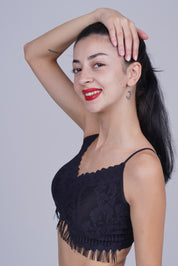 AXTZH Women’s Sexy Lace Bralette Bra with Sheer Floral Detailing and Delicate Straps X8002-BLACK-CN114