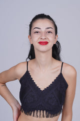 AXTZH Women’s Sexy Lace Bralette Bra with Sheer Floral Detailing and Delicate Straps X8002-BLACK-CN114