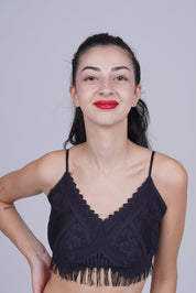 AXTZH Women’s Sexy Lace Bralette Bra with Sheer Floral Detailing and Delicate Straps X8002-BLACK-CN114