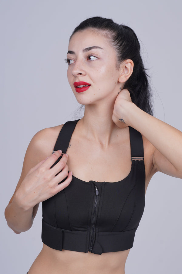 AXTZH Full Coverage Women’s Sports Bra – Perfect Blend of Strength, Comfort, and Style X0839-BLACK-CP120