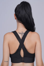 AXTZH Full Coverage Women’s Sports Bra – Perfect Blend of Strength, Comfort, and Style X0839-BLACK-CP120