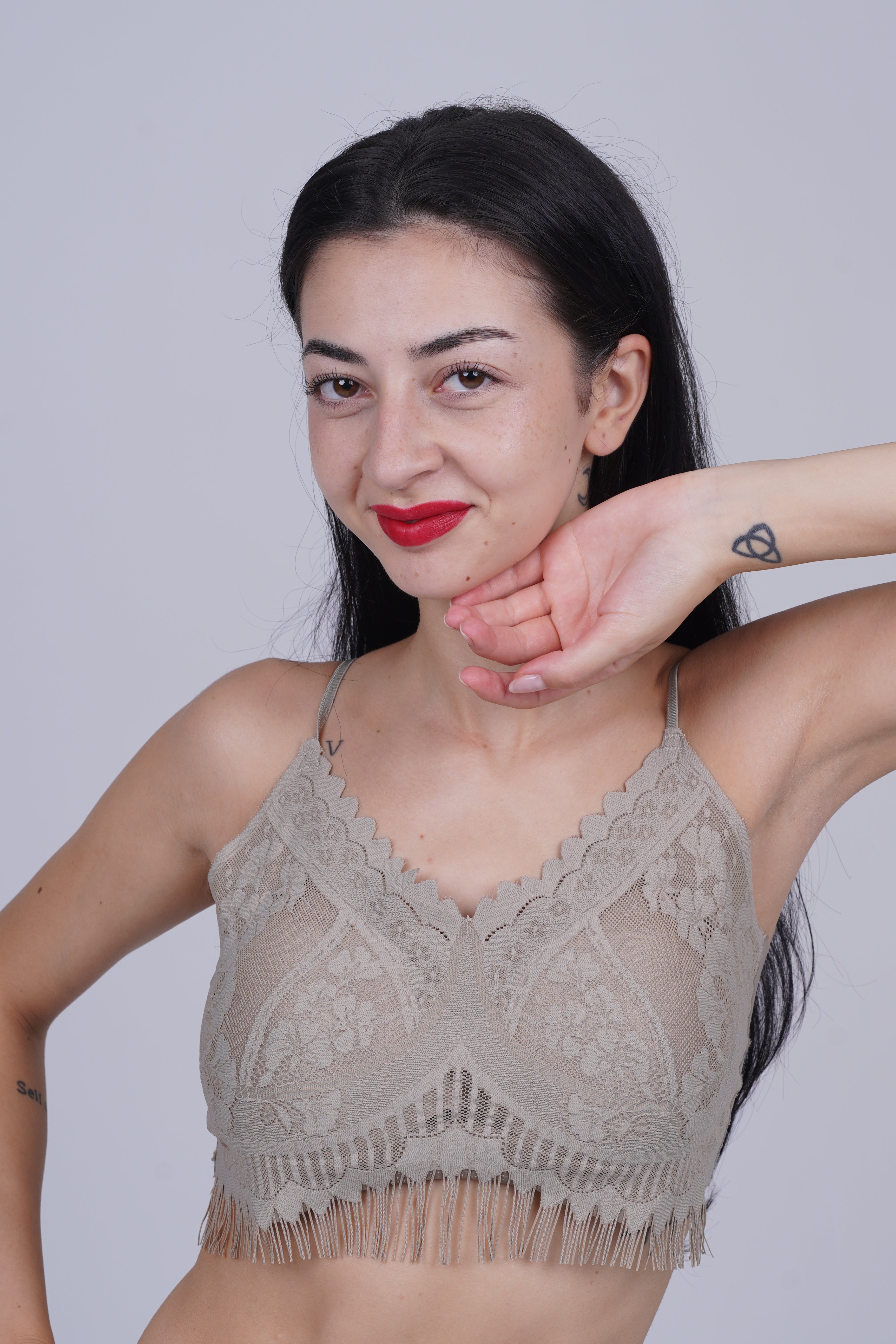 AXTZH Women’s Sexy Lace Bralette Bra with Sheer Floral Detailing and Delicate Straps X8002-MOCHA-CN114