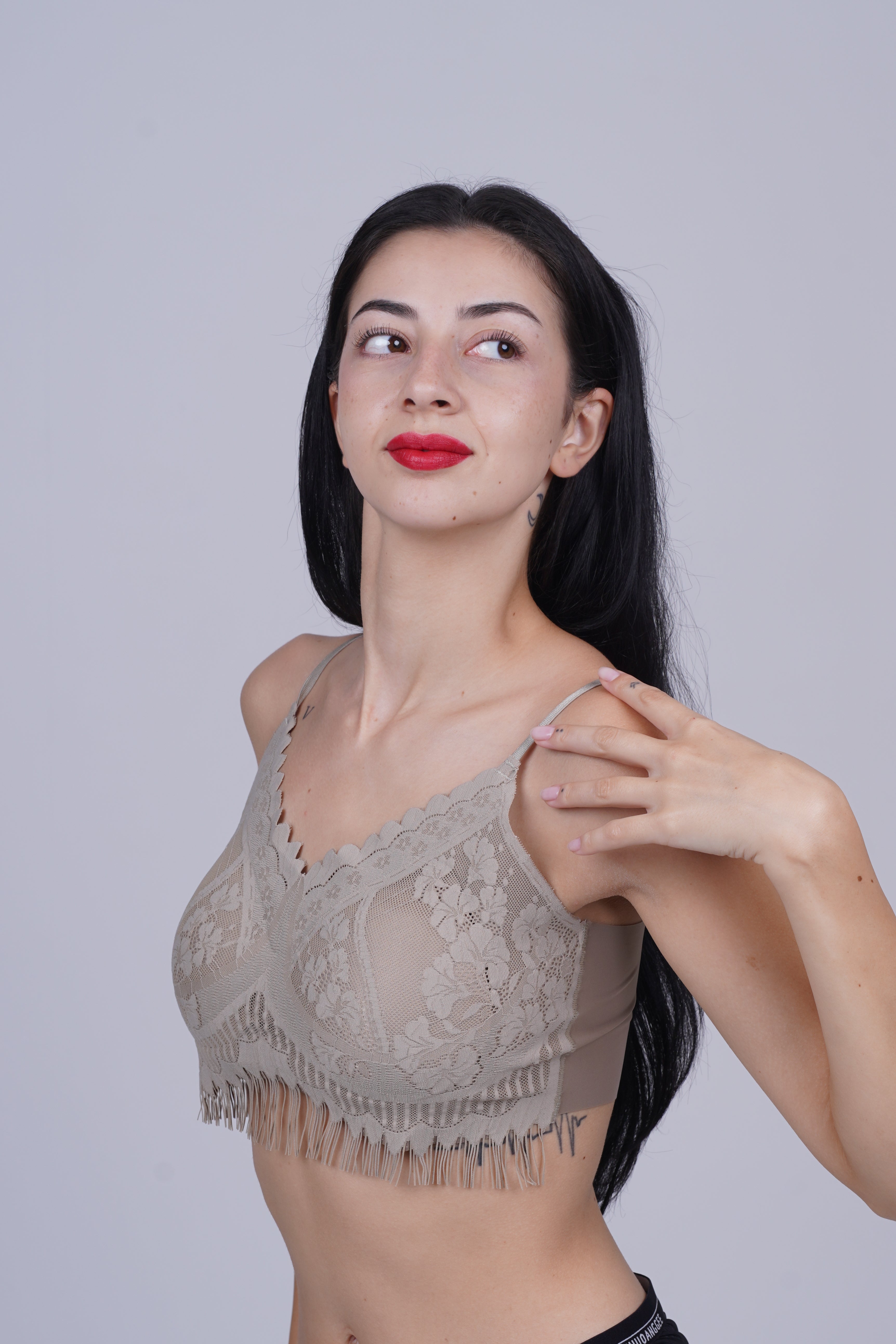 AXTZH Women’s Sexy Lace Bralette Bra with Sheer Floral Detailing and Delicate Straps X8002-MOCHA-CN114