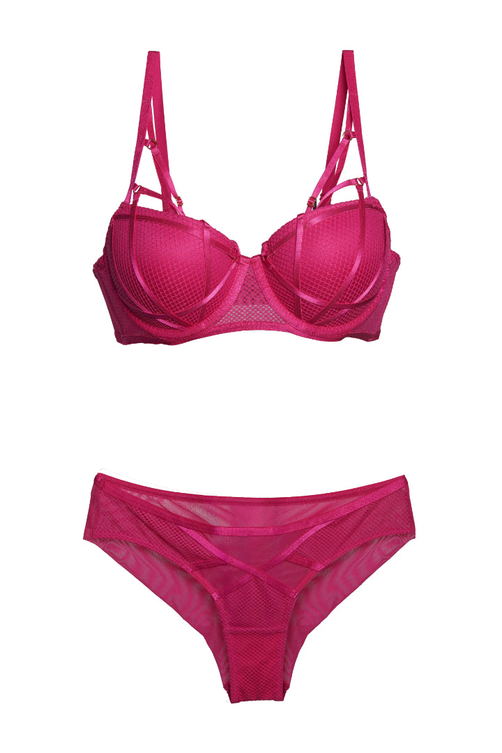 BELLAGIO Strappy Mesh Bikini Panty PSET BP0002-FUCHSIA