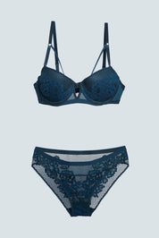 BELLAGIO Stylish Sexy Bra with Strappy Neckline and Refined Lace Finish BB5073-TEAL-DN202