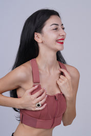 AXTZH Full Coverage Women’s Sports Bra – Perfect Blend of Strength, Comfort, and Style X0839-MARSALA-CP120