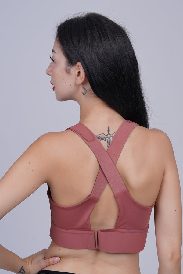 AXTZH Full Coverage Women’s Sports Bra – Perfect Blend of Strength, Comfort, and Style X0839-MARSALA-CP120