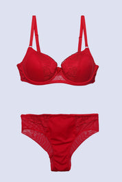 BELLAGIO Red Lace Mid-Rise Panty PSET BP1003-RED