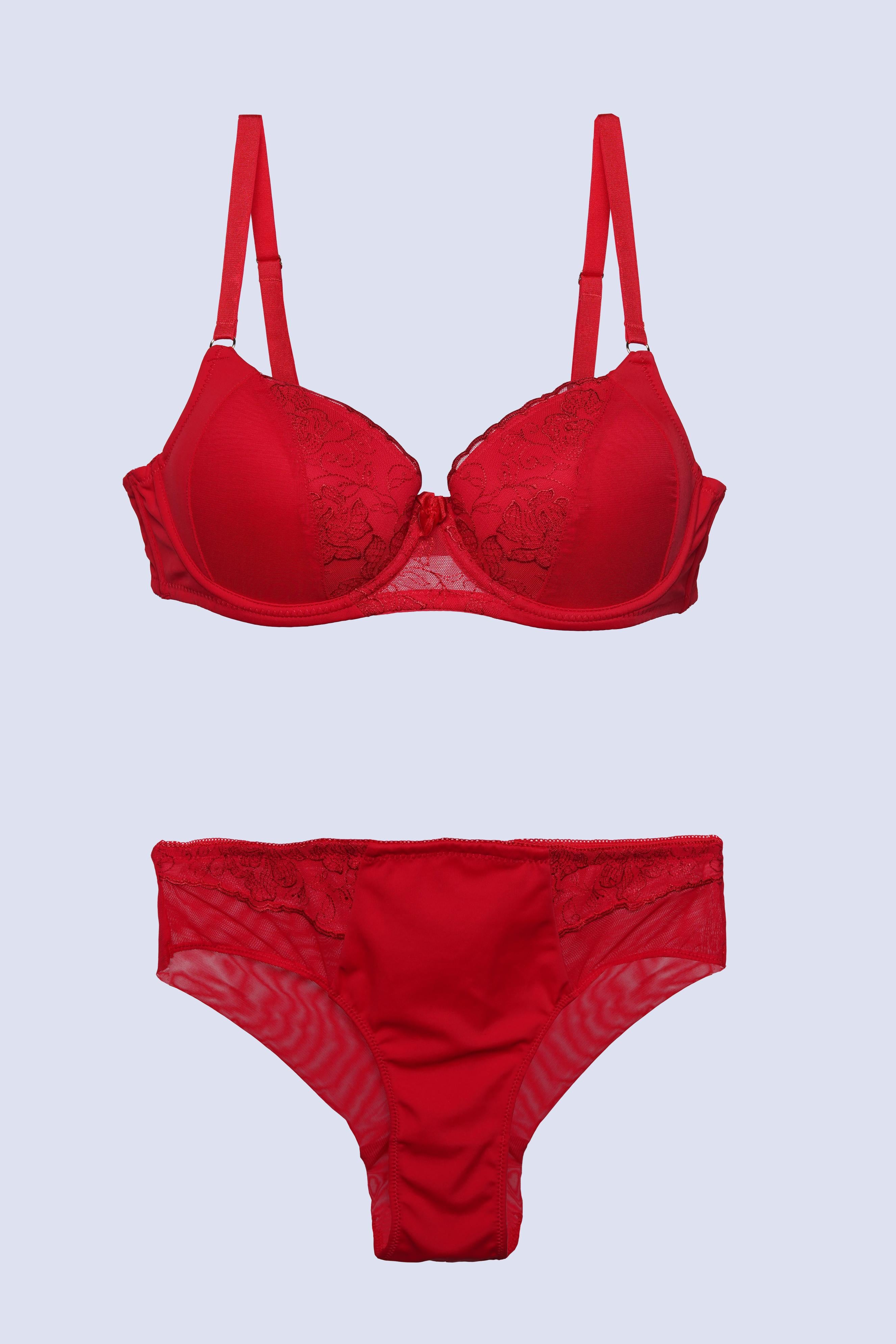 BELLAGIO Red Lace Mid-Rise Panty PSET BP1003-RED