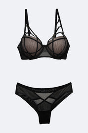 BELLAGIO Black Mesh Strappy BRA BB0002-BLACK-DN202