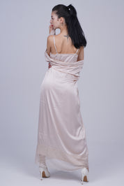 AXTZH Two-piece nightwear set including a long gown and matching robe X8165-PEARL-F12S