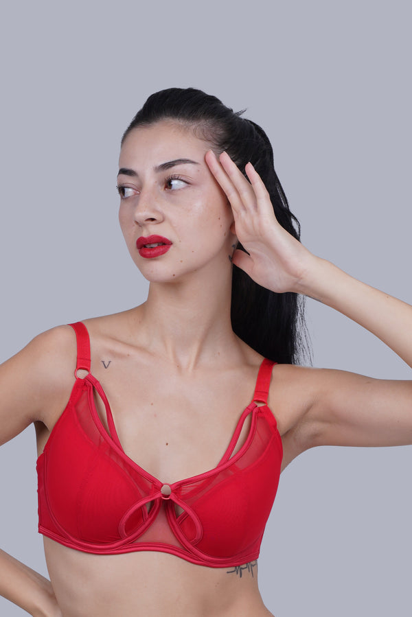 BELLAGIO One-piece bra paired with matching panty BB1002-CRIMSON-DN102