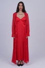 AXTZH Two-Piece Nightwear Set for Women with Elegant Robe and Inner Slip Dress X3009-CRIMSON-F22S