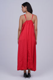 AXTZH Two-Piece Nightwear Set for Women with Elegant Robe and Inner Slip Dress X3009-CRIMSON-F22S