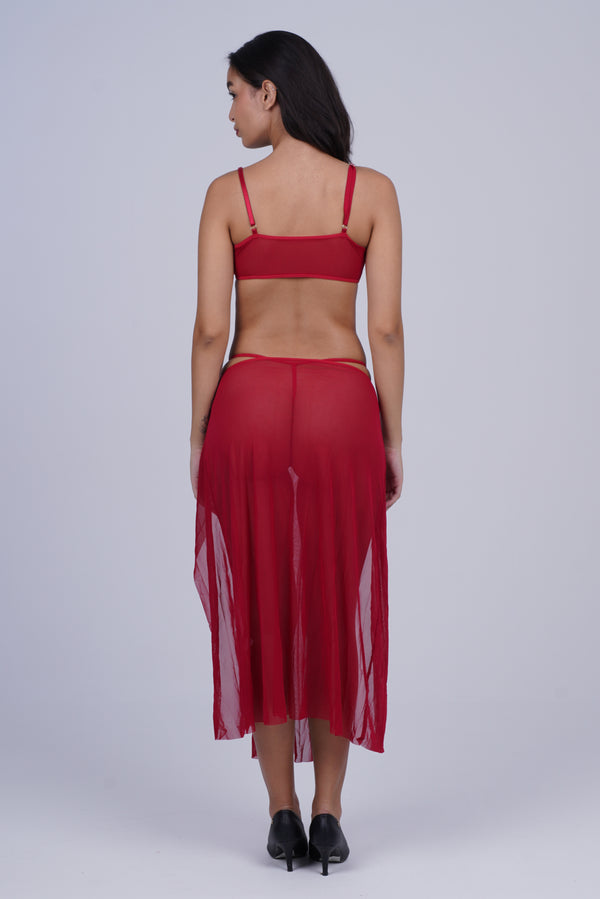 AXTZH 2-Piece Sexy Nightwear Set X0264-SCARLET-BS2P