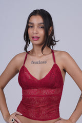 AXTZH Whisper Lace Bralette X5015-SCARLET-CN124
