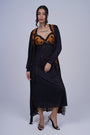 AXTZH Elegant Two-Piece Long Nightwear Set for Women X3220-BLACK-F22M