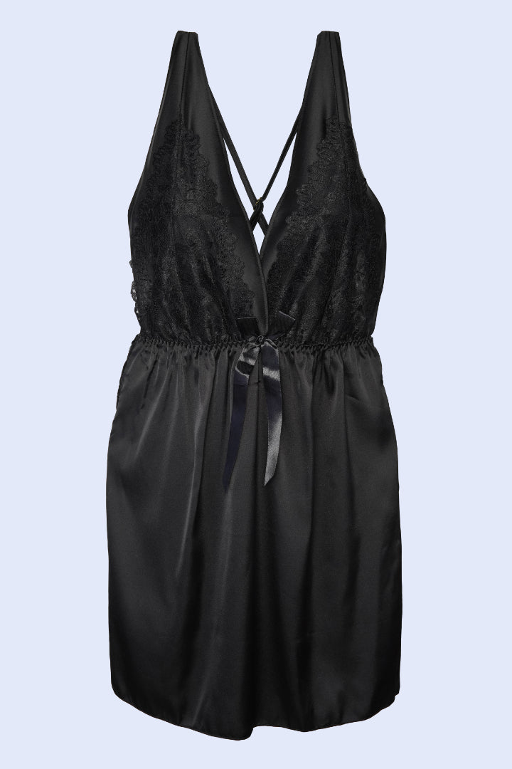 AXTZH Midnight Serenity Nightwear-X9565-BLACK-F11S