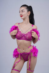 AXTZH Feather Me Not Bodysuit SBODYS0033-PINK-EIO