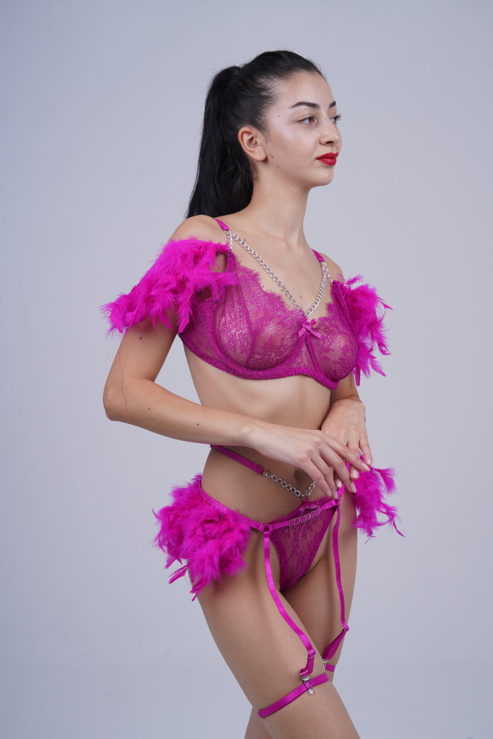 AXTZH Feather Me Not Bodysuit SBODYS0033-PINK-EIO