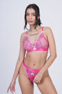 AXTZH Beautifully Designed Women’s Nightwear Set Featuring Elegant Bra and Lace-Up Panty X0139-FUCHSIA-BIK2PN