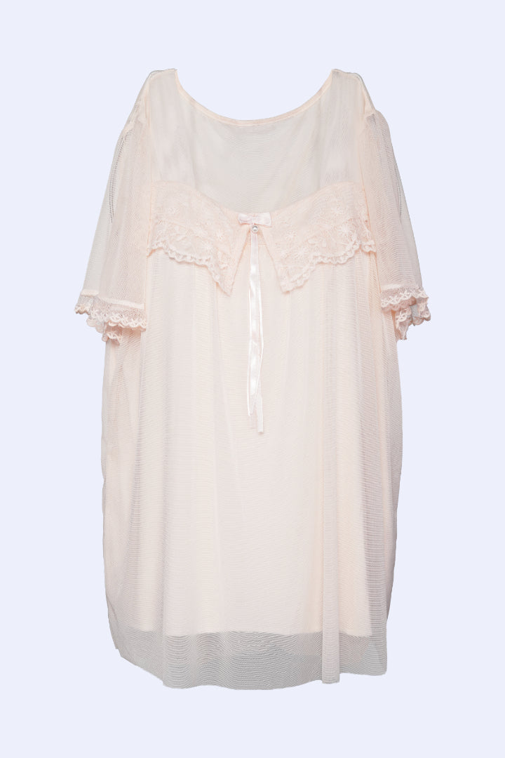 AXTZH Soft Lace Trim 2-Piece Nightwear Set NW X0281-PEACH-C9N