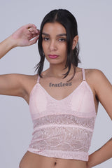 AXTZH Whisper Lace Bralette X5015-PINK-CN124