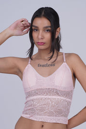 AXTZH Whisper Lace Bralette X5015-PINK-CN124