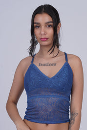 AXTZH Whisper Lace Bralette X5015-TEAL-CN124