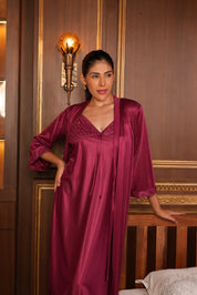 ANGELS Satin Lace Long Nightwear Set FASHION NW AG1814-ONION-F22L